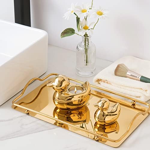 Golden Ceramic Mini Duck Home Decor Statue