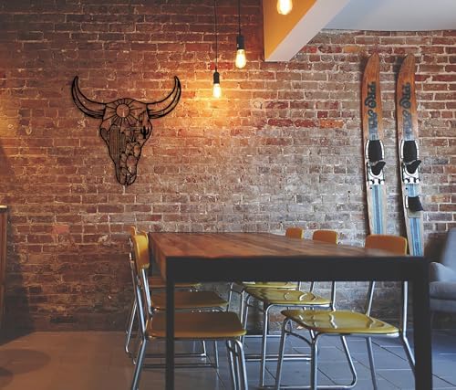 RESACO Cow Skull Metal Wall Art 13x13in Black