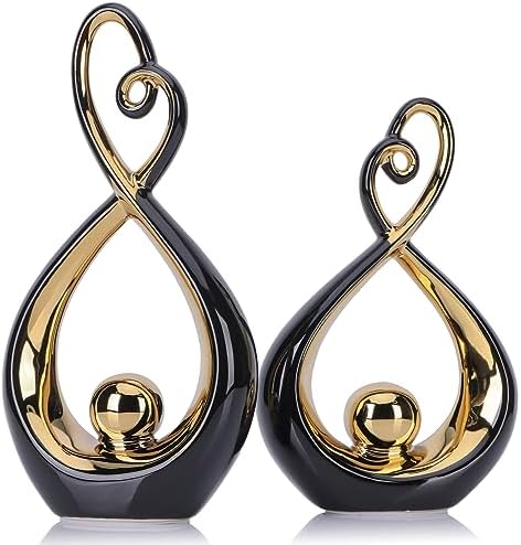Modern Black and Gold Ceramic Sculpture Decor Accent