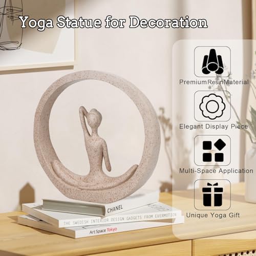 Yoga Lady Statue Sandstone Modern Zen Sculpture Decor