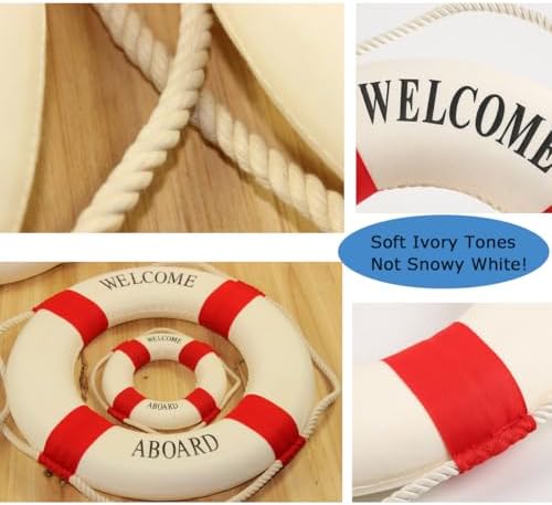 MorroMorn Lifebuoy Wall Decor - Red Nautical Style