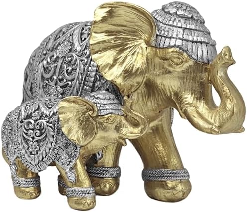 Gold Elephant Statue Family Harmony Home Decor