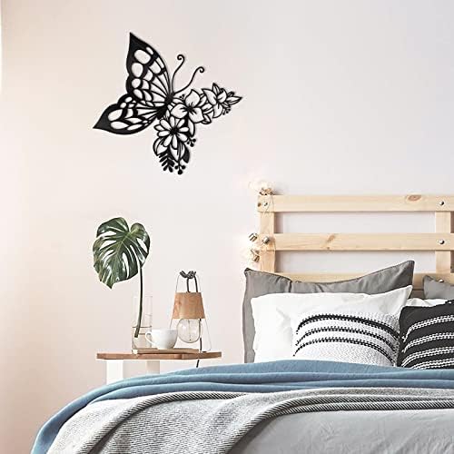 Boho Butterfly Wall Art Metal Decoration Black Medium