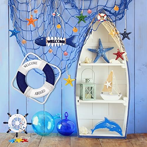 Marsui 11 Pcs Wooden Nautical Wall Decor Blue Set