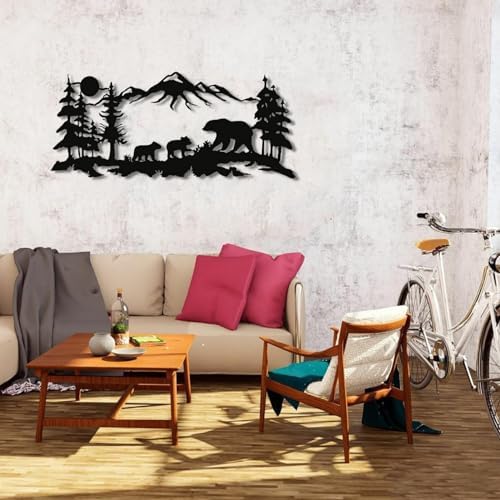 Bear Metal Wall Decor with Forest Scene