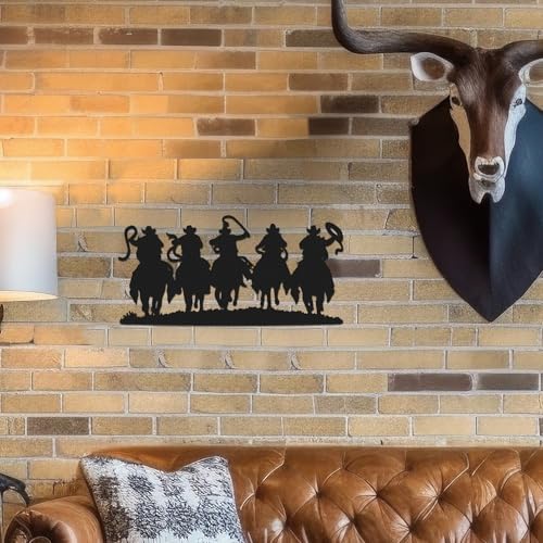 Zonon Western Cowboy Wall Decor Silhouette Hanging Art Black