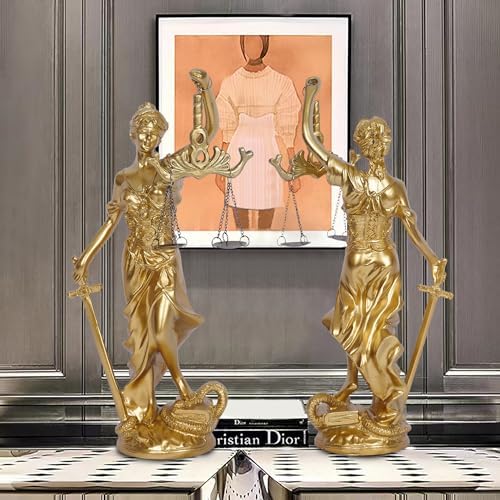 12 Inch Lady of Justice Statue - Gold Blind Goddess Sculpture