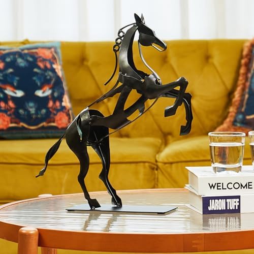 Standing Horse Statue - Hand Painted Metal Sculpture