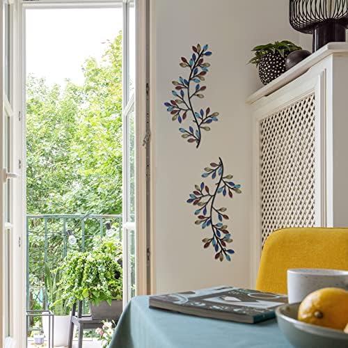 Hotop 2 Piece Metal Leaf Wall Decor Scroll Art