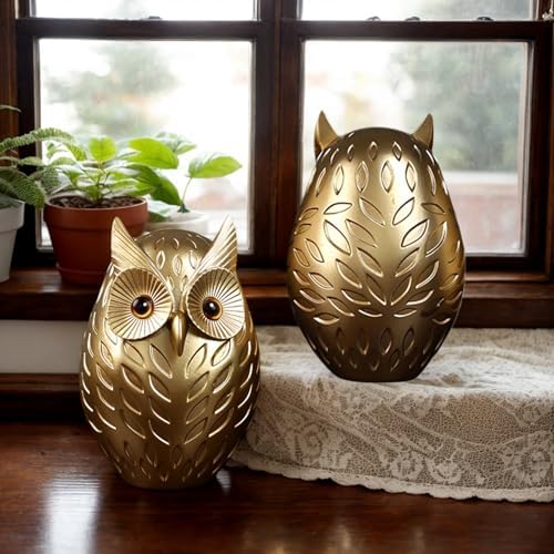 Gold Owl Statue Home Decor Sculpture Accent