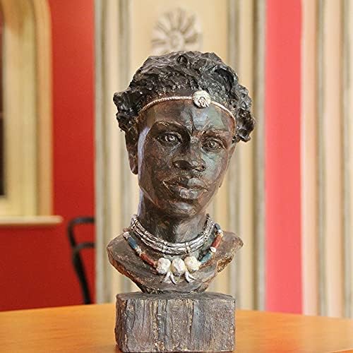 Leekung African Woodstone Head Statue Home Decor