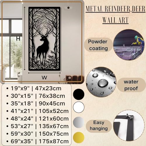 Oxzcimty Metal Deer Wall Art 19x9 Inch Black
