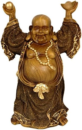 Red Lantern 12 Inch Standing Prosperity Buddha Statue