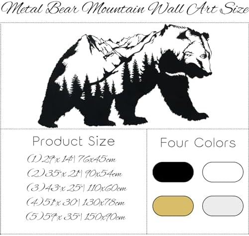 Stylish Metal Bear Wall Sculpture 29x14 Gold