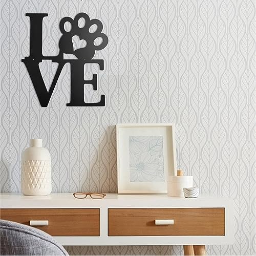 Acopelo Black Metal Wall Decor with Paw Print
