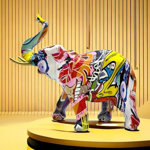Colorful Graffiti Resin Elephant Statue