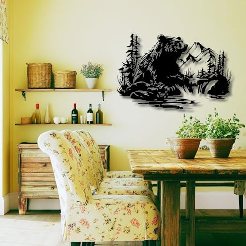 Flewfar Metal Wall Art Bear Mountain Stream