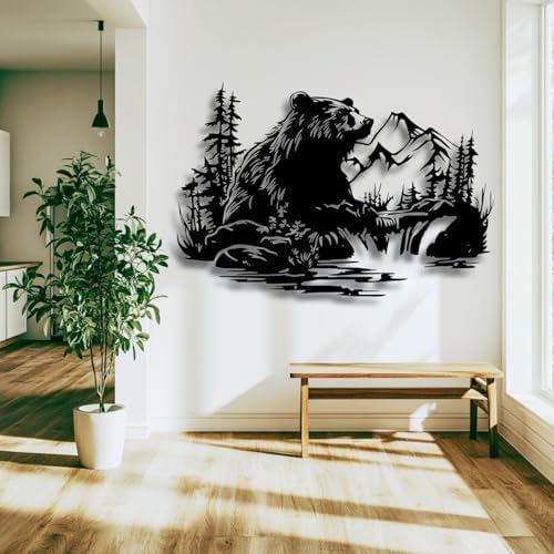 Flewfar Metal Wall Art Bear Mountain Stream