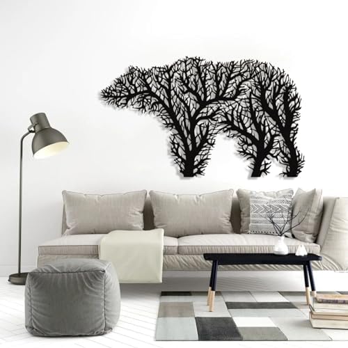 Cadeali Metal Bear Wall Art Black