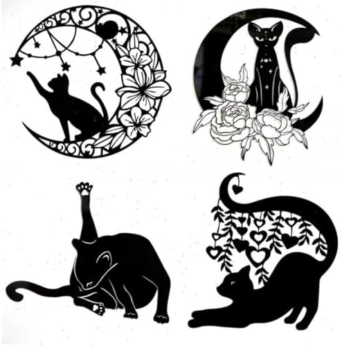 Deanvzes Moon Cat Metal Wall Art Sculpture
