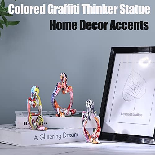 Graffiti Thinker Statue Set of 3 for Home Decor