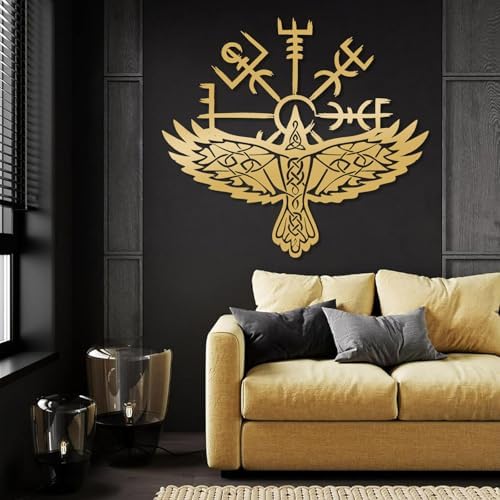 Viking Metal Wall Decor - Nordic Eagle Art