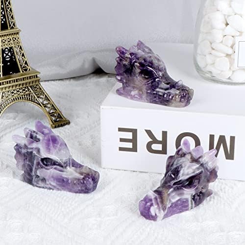 Artistone 2 Inch Amethyst Crystal Dragon Head Statue