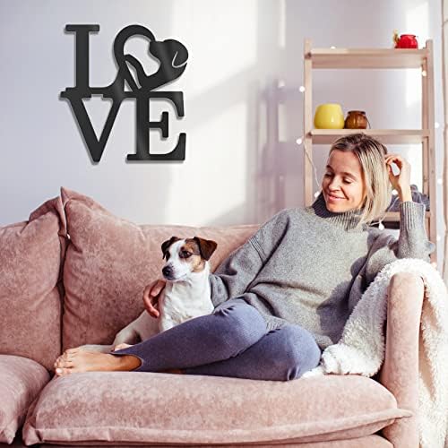 KOYILTD 2PCS Black Love with Paw Print Wall Decor
