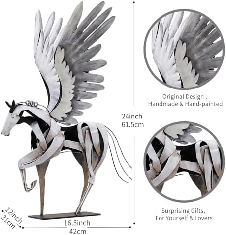 Handmade Pegasus Flying Horse Statue 24 H Decor Sculpture