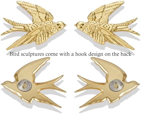 AMOIENSIS Gold Accent Bird Sculpture Set of 2