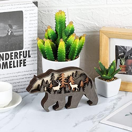 Laozai Wooden Forest Animals Bear Wall Art Decor
