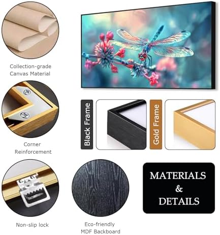 Gueeclk Dragonfly Canvas Wall Art 30x17