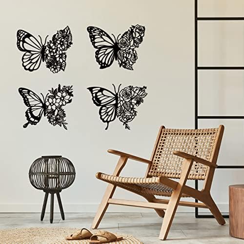 Pelopy 4 Pcs Butterfly Metal Wall Decor for Home