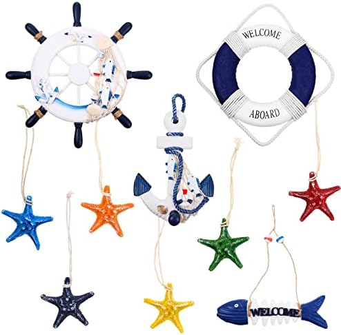 Marsui 11 Pcs Wooden Nautical Wall Decor Blue Set