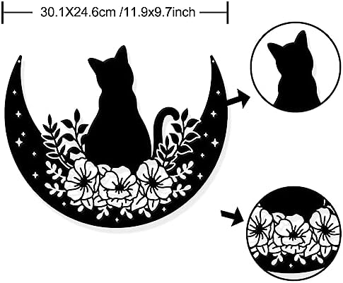 ORIGACH Black Cat and Moon Wall Art Sculpture