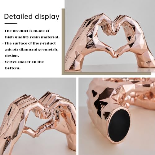 Rose Gold Heart Hands Sculpture Modern Art Decor