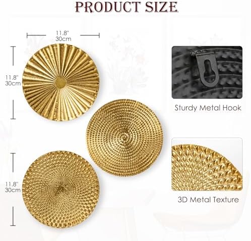 Briful 12 Inch Gold Wall Sculptures Pack of 3