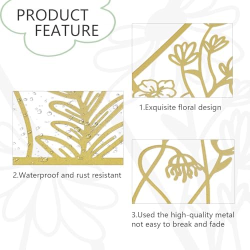 OYEFLY 3 Pcs Gold Metal Flower Wall Decor