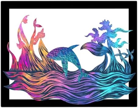SMAN Dolphin Ocean Wave Wall Art 11x85 Inches Black Frame