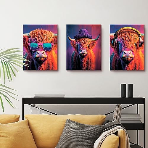JOY CONCEPT Highland Cow Wall Art Set of 3