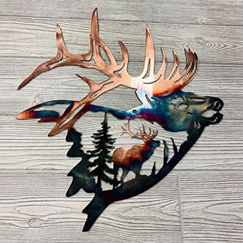WIBOTA 2pc Outdoor Plaques Wall Art Elk Decor