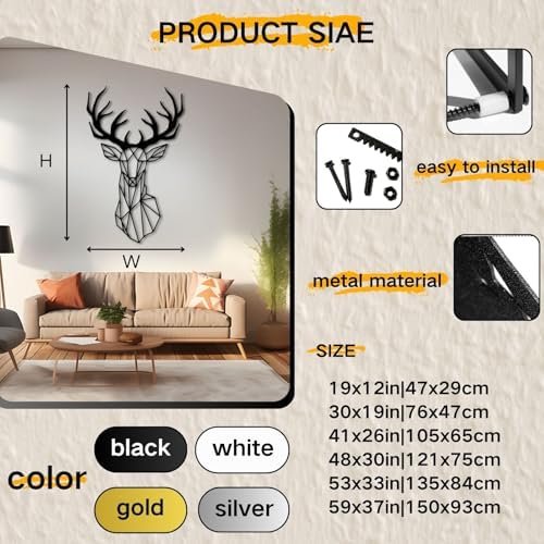 Tawinone Metal Deer Wall Art Gold 19x12in