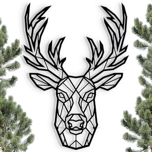 keluly Floating Wall Sculpture Deer Made of Steel