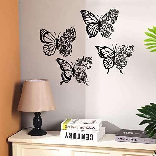 Pelopy 4 Pcs Butterfly Metal Wall Decor for Home
