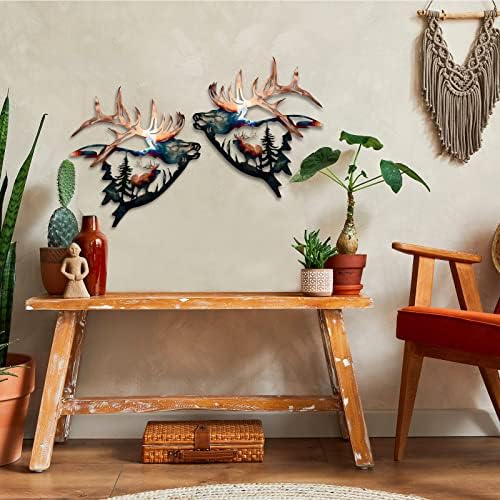 WIBOTA 2pc Outdoor Plaques Wall Art Elk Decor