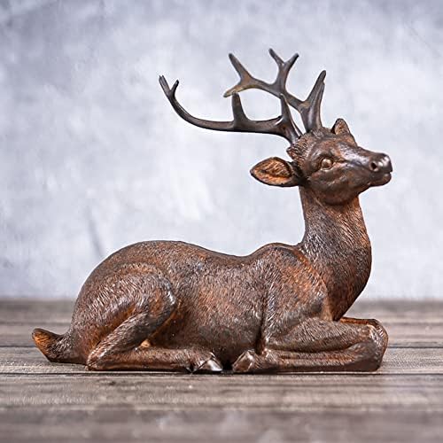 Sitting Deer Figurine Resin Statue Home Decor