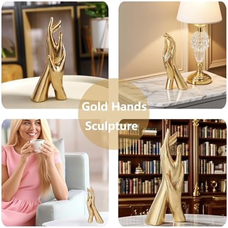 Golden Hands Sculpture Elegant Resin Home Decor Statue