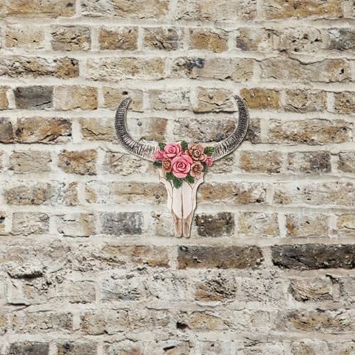 Luxshiny Floral Cow Skull Wall Decor 3D Sculpture