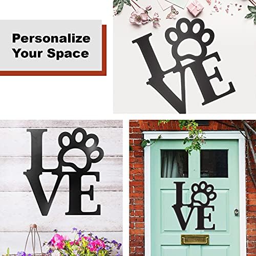 Vivegate Love with Paw Print Wall Decor Black Metal Art