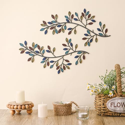 Hotop 2 Piece Metal Leaf Wall Decor Scroll Art